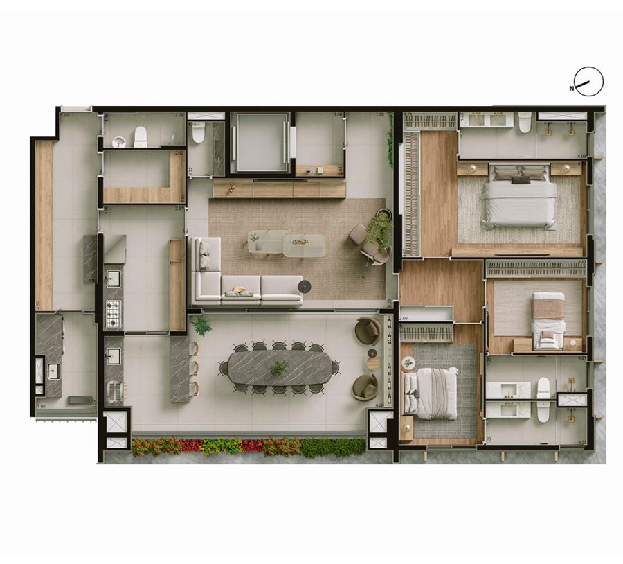Planta padrão 194 m² - Final 02 - Torre Manacá