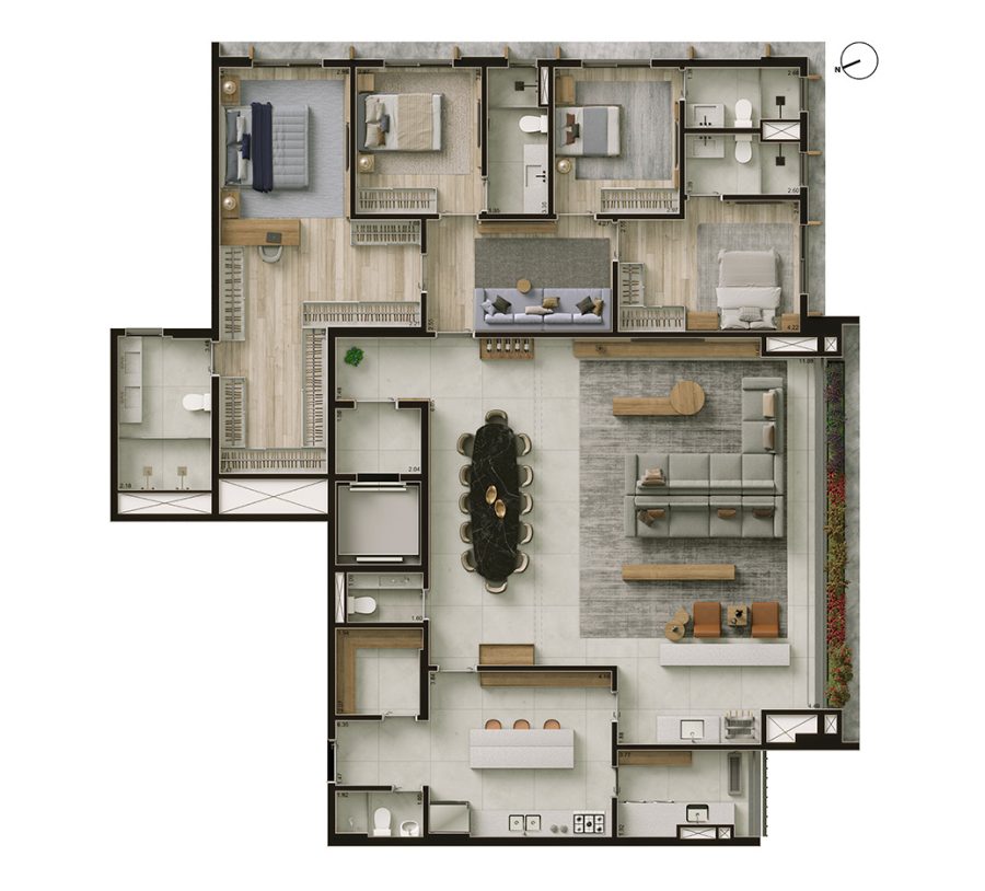 Planta padrão 237 m² - Final 01 - Torre Manacá